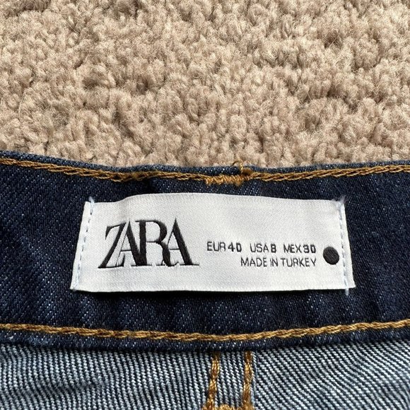 Zara Jeans Women's 8 (28x27) Straight Leg Blue Dark Wash Denim Mid Rise - Picture 5 of 12